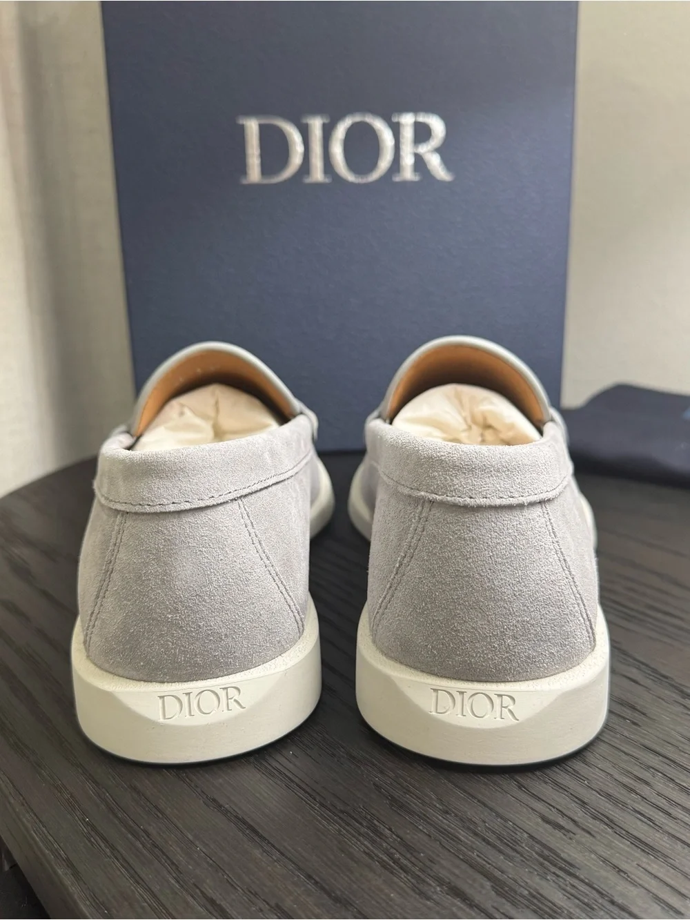 Christian Dior Granville Loafers Gray Suede Oblique Jacquard 42